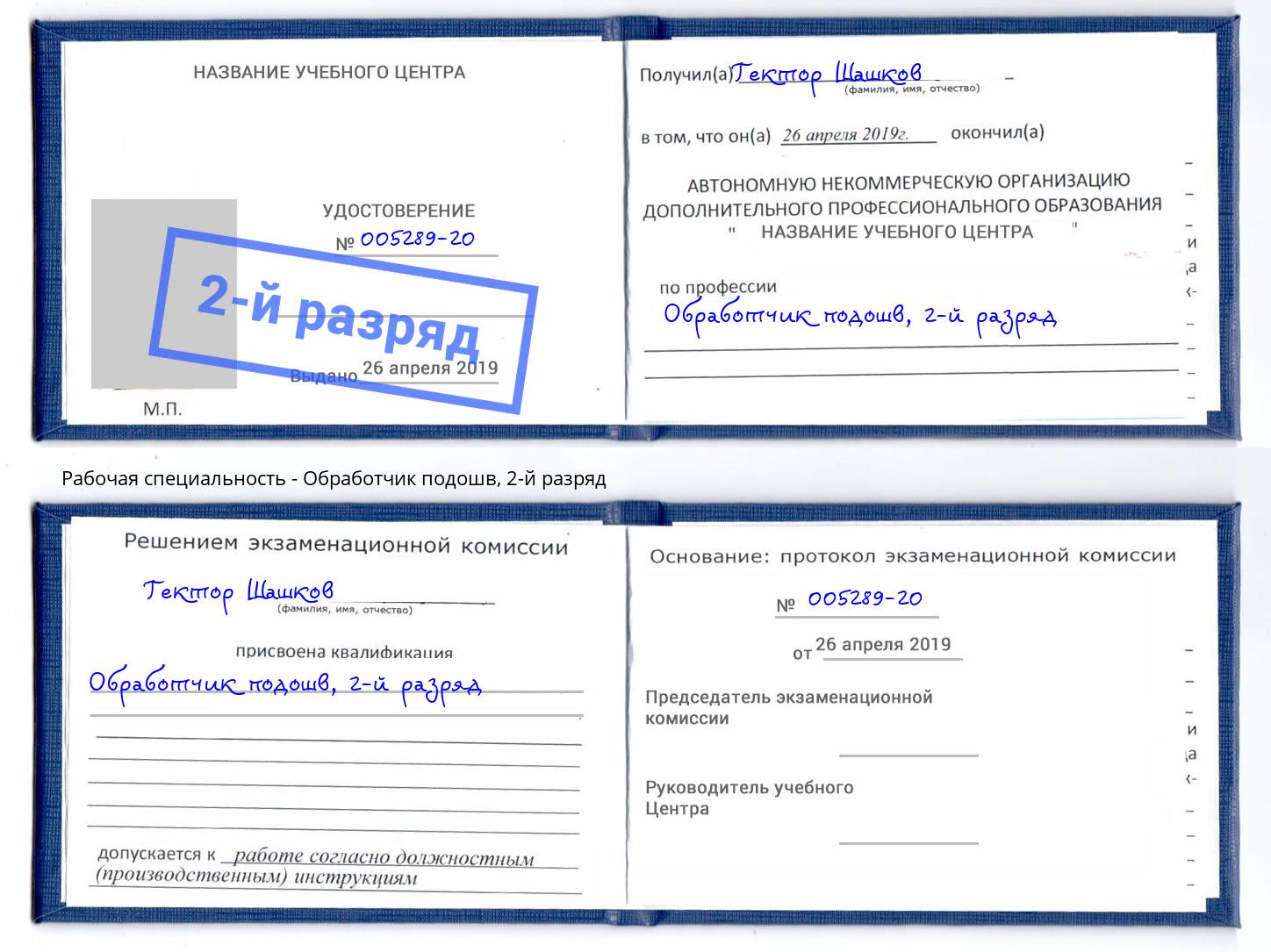 корочка 2-й разряд Обработчик подошв Казань