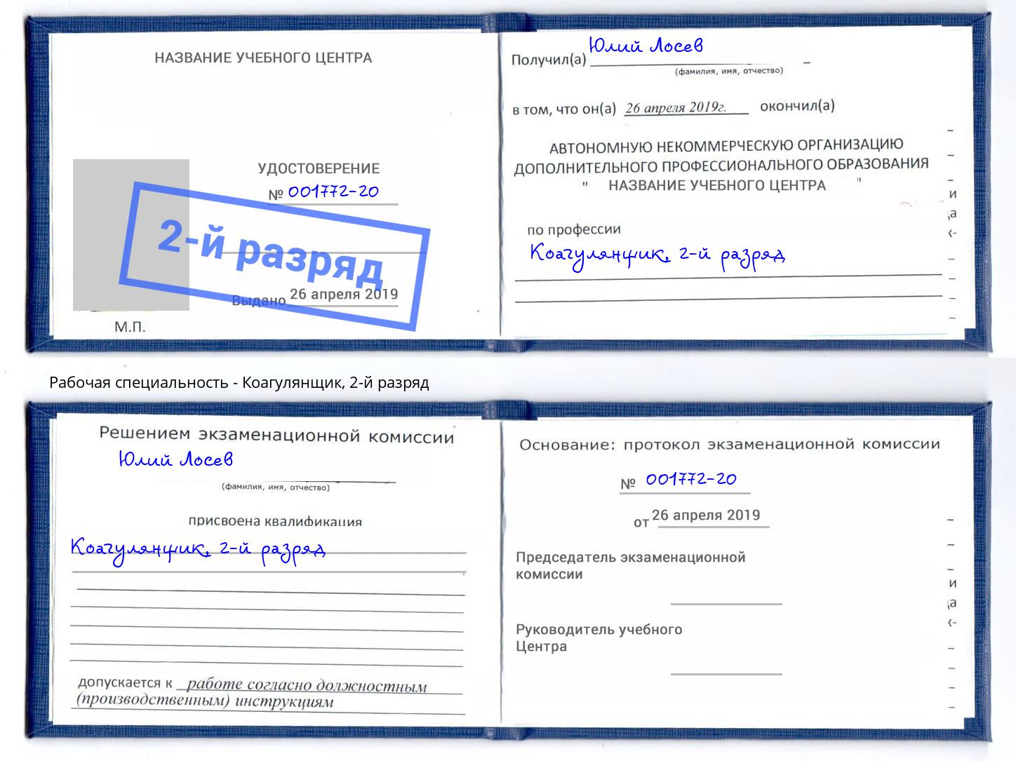 корочка 2-й разряд Коагулянщик Казань